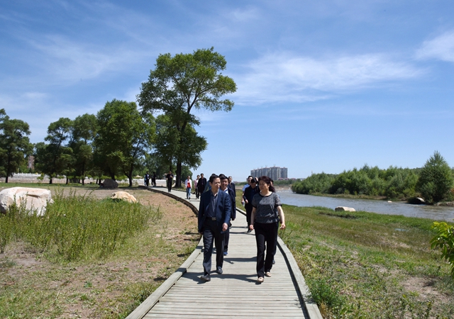执法检查组一行在静乐县汾河湿地公园调研.jpg